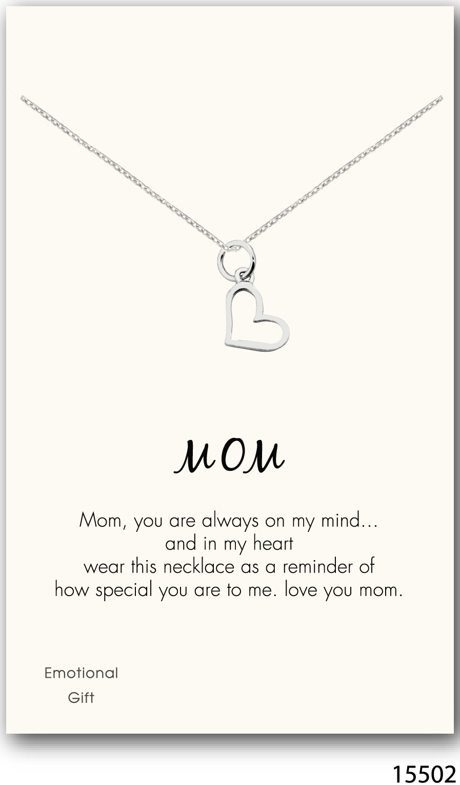 Heart mom silver pendent